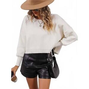 NEW MISS SPARKLING annie cropped sweater in cream